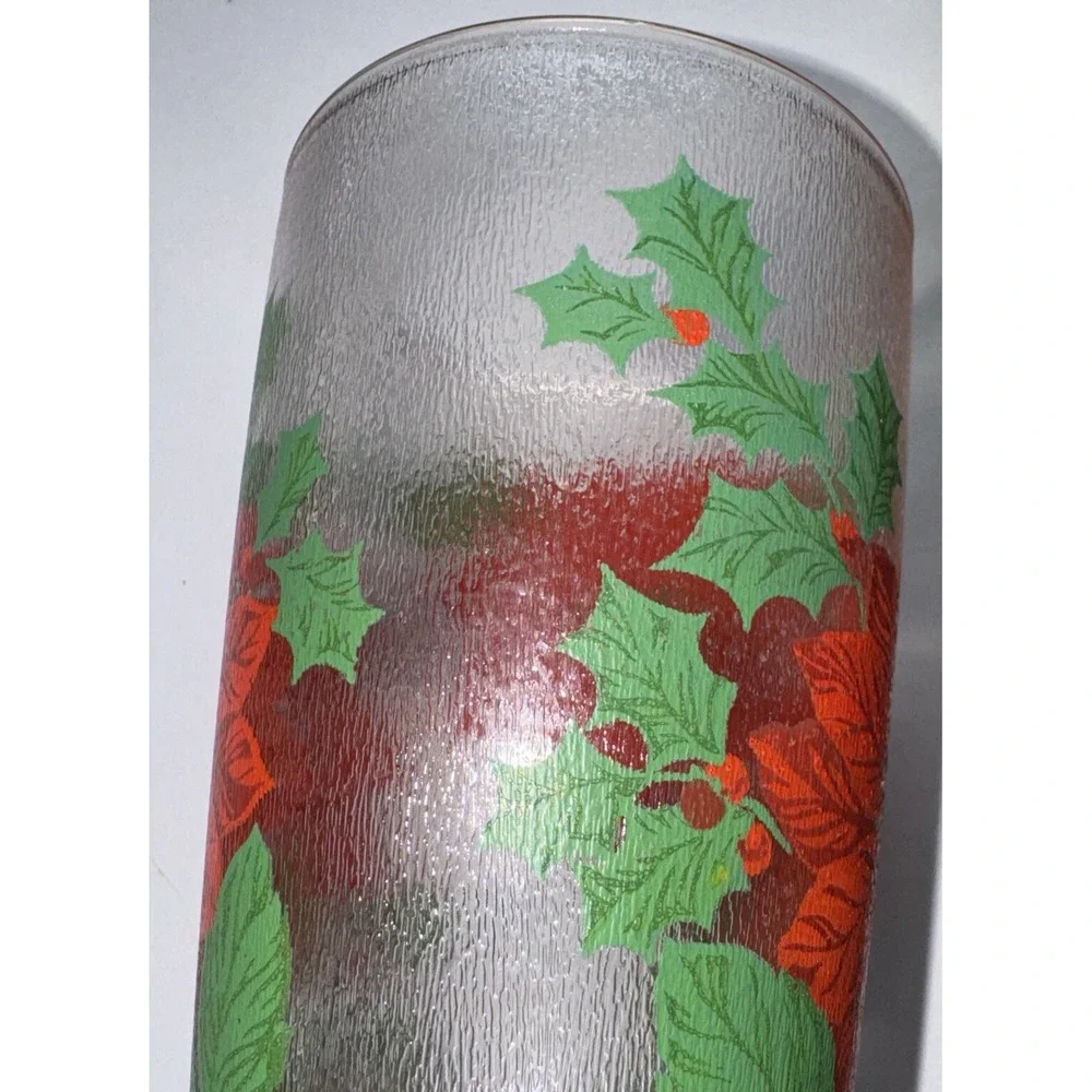 Vtg H J Stotter Tumblers Christmas Poinsettia Glasses Acrylic Set Of 5 Holiday